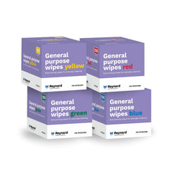 Reynard General Purpose Wipes - Yellow, Red, Green and  Blue